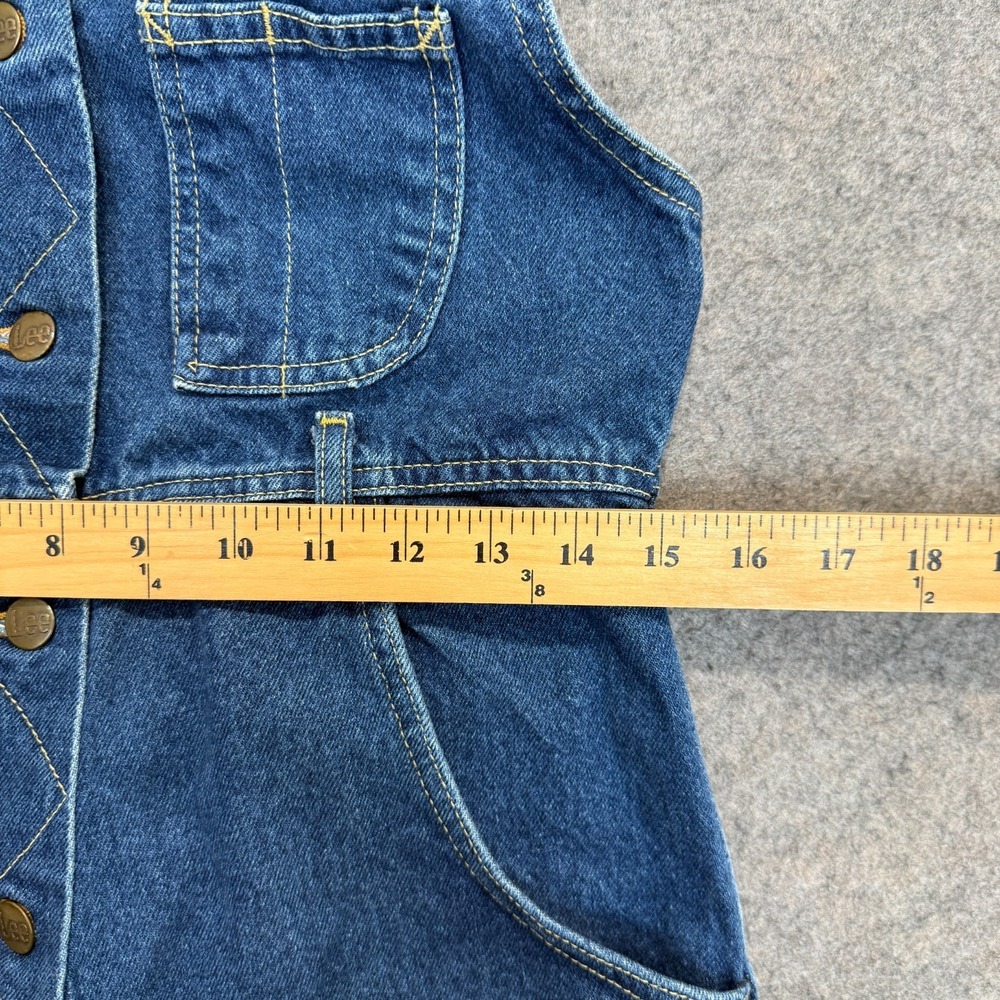 Vintage Lee Denim Bib Overalls Womens 7/8 Blue Denim Tapered USA 80s 90s - Picture 7 of 16